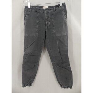 Nili Lotan 4 Pants Cropped French Military Joggers Faded Carbon